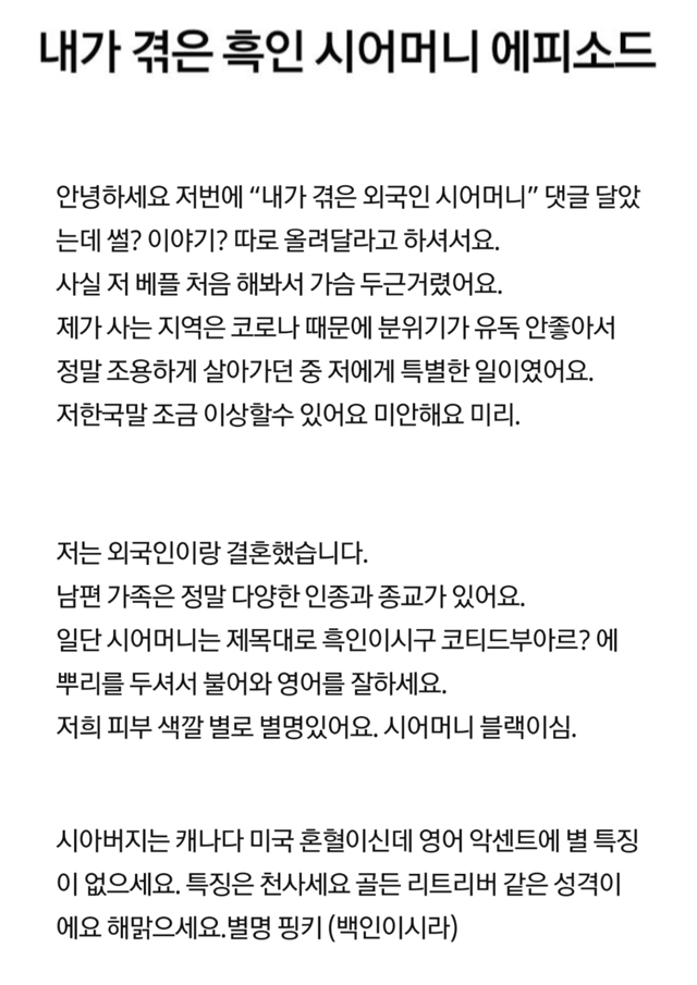  내가 겪은 흑인 시어머니 썰.tx | 인스티즈