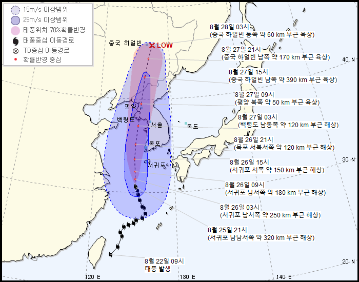 [8.2522:00업데이트] 제 8호 태풍 바비 예상 경로 | 인스티즈
