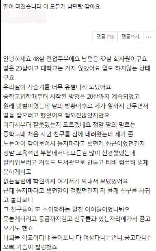 딸이 미쳤습니다 이 모든게 남편탓 같아요...txt | 인스티즈