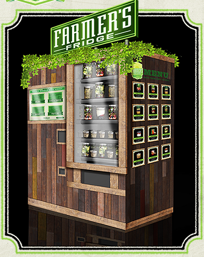 Farmer’s Fridge의 채소 샐러드 판매용 냉장 키오스크