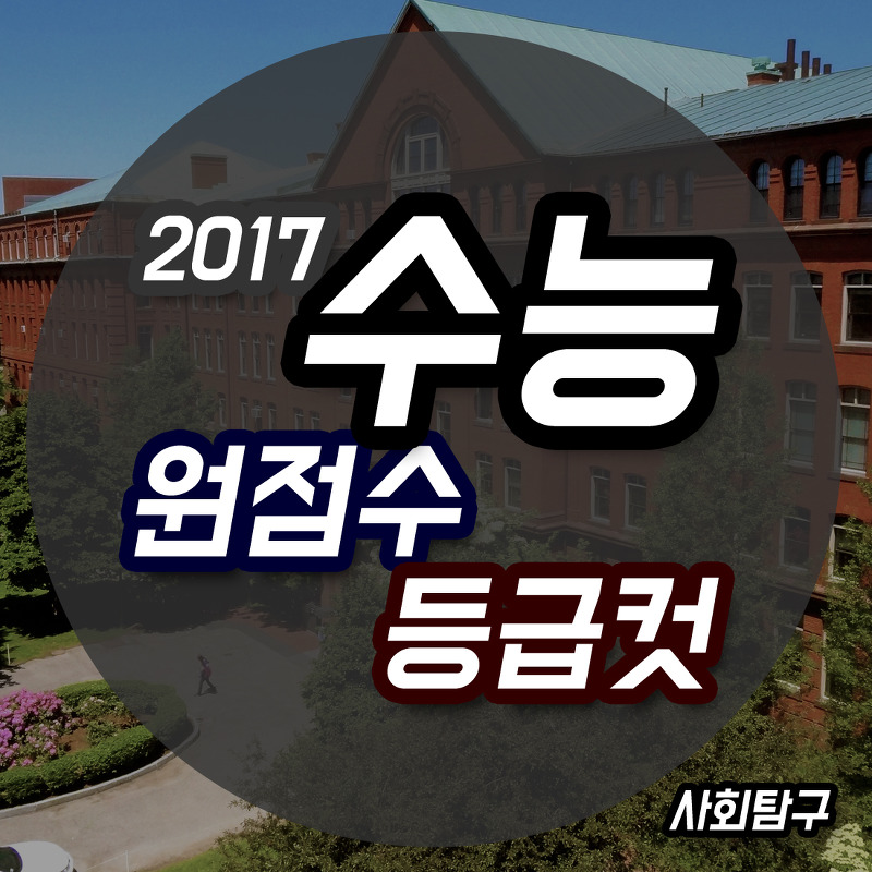 2017학년도 수능 원점수 등급컷 - 사탐영역