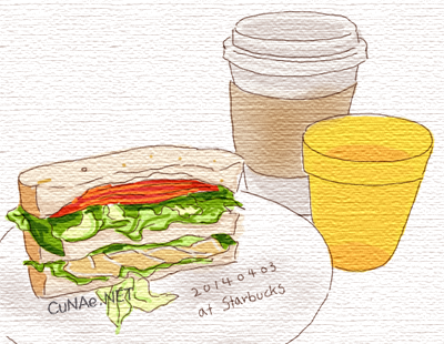 메뉴 : 컵과 샌드위치