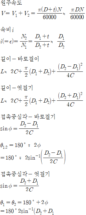 【기계설계】 감아걸기 전동요소 단원 공식정리