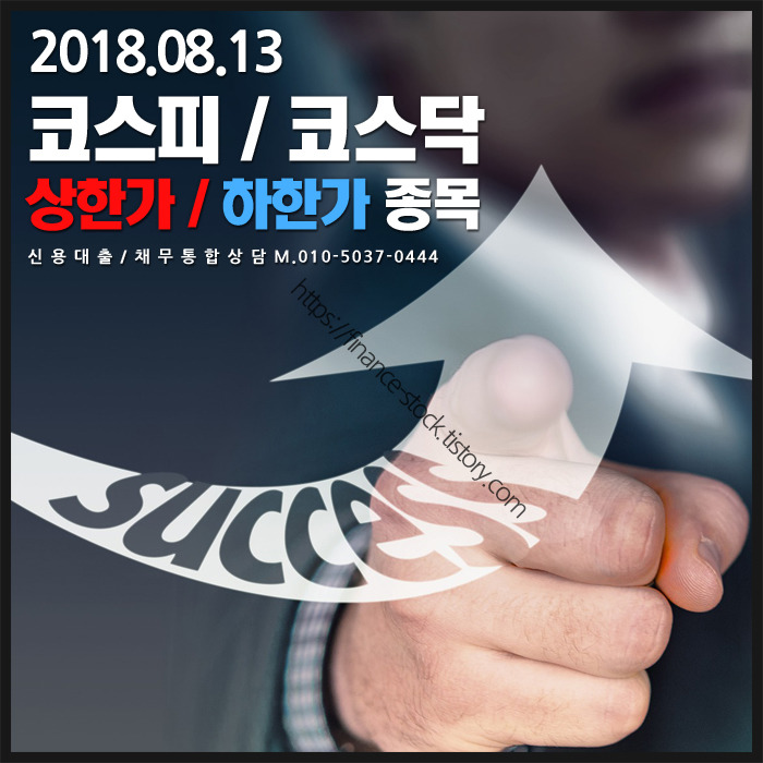 [2018.08.13]코스피/코스닥 지수 & 상한가 종목