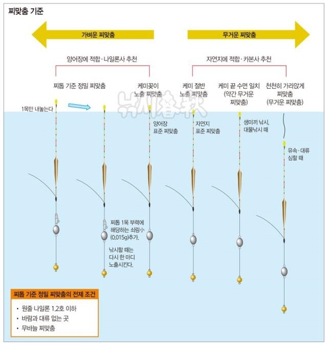 찌맞춤 기준(가벼운 찌맞춤과 무거운 찌맞춤)