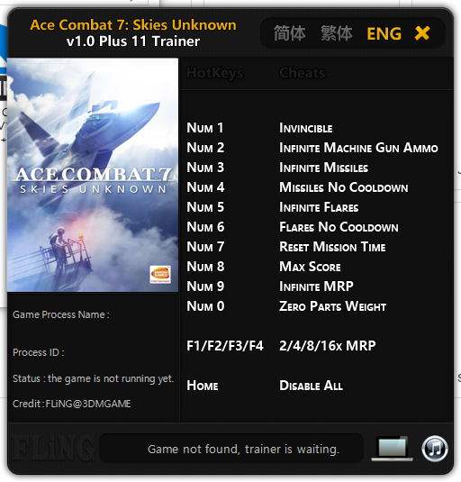 에이스 컴뱃 7 : 스카이즈 언노운(Ace combat 7:Skies Unknown) 트레이너