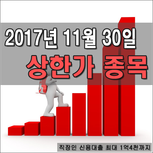 코스피/코스닥 상한가 종목 & 국내 지수[17년11월30일]