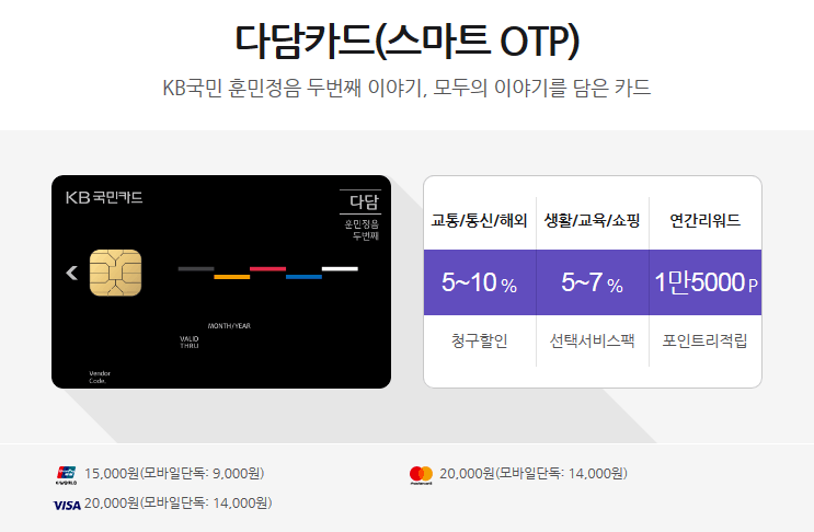 국민 다담카드 혜택 어떤 것들이 있을까요?