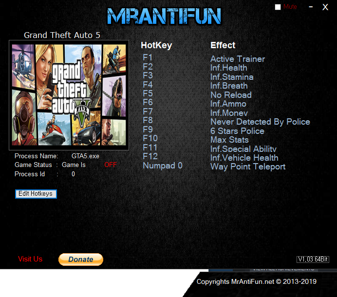 GTA5(Grand Theft Auto V) 트레이너