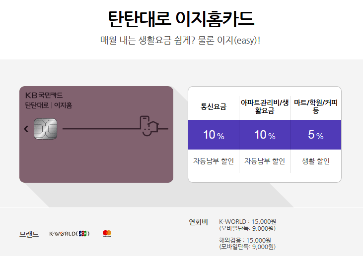 국민 탄탄대로 이지홈카드 혜택 자세히 알아보세요!