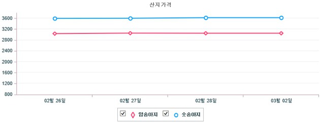 기간별 한우 산지 가격 동향(2월 26일 ~ 3월 2일)