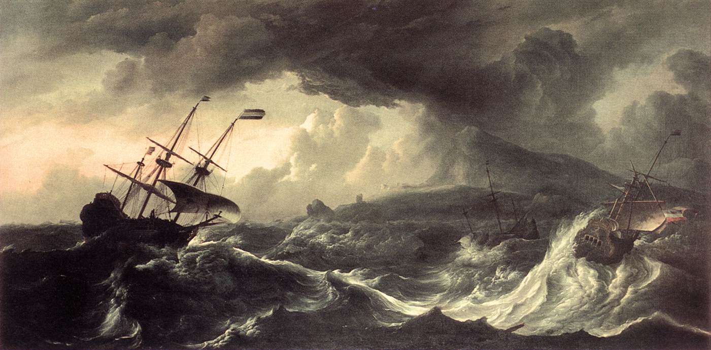 루돌프 바쿠이젠, 〈바다 폭풍 속에서 항해중인 배〉, 1690년경