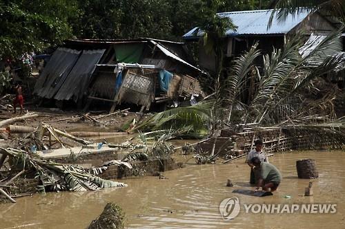 폭우로 인해 침수된 미얀마 라카인 지역(AP=연합뉴스)