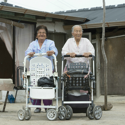 다큐 영화 '춘희막이'의 주인공 막이(오른쪽)와 춘희 할머니. (이하 사진=㈜하이하버픽쳐스 제공)