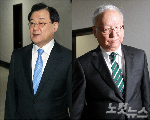 (왼쪽부터) 이병기 전 국정원장, 이병호 국정원장 (사진=윤창원 기자)