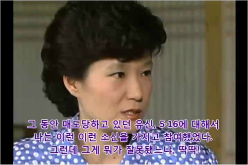 박근혜 대통령이 1989년 육영재단 이사장 시절 언론과 한 인터뷰 (사진=새정치민주연합 최민희 의원실 제공/MBC 시사프로그램 인터뷰영상 캡처)