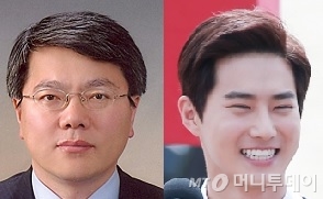 김용하 순천향대 교수(왼쪽)과 아들 그룹 '엑소'의 리더 수호(본명 김준면).