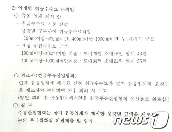 빈병 회수거부로 이어지나..주류업계, 취급수수료 두고 갈등 - 뉴스1