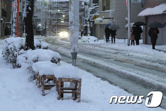 지난 18일 폭설이 내린 일본 도쿄 시내. © AFP=뉴스1