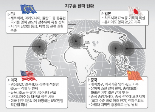 [지구촌 최강 한파] 美 '스노마겟돈' 11개주 비상사태.. 中 영하48도 '살인적' - 서울신문