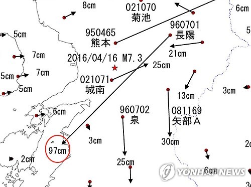 日구마모토지진..지각 97cm이동 - 연합뉴스