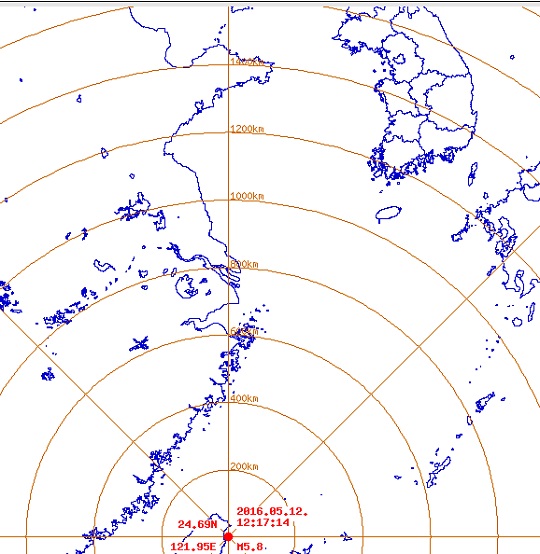 대만 지진 발생, 규모 5.8..