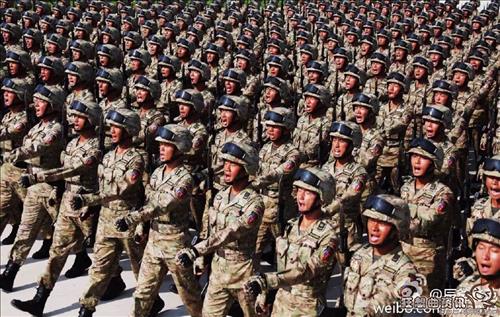 열병식에 참석한 중국 인민해방군.[바이두 이미지 캡처]
