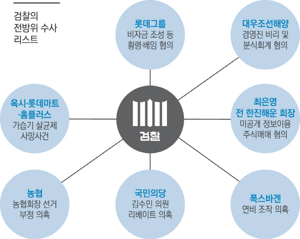 [검찰, 전방위 수사]동시다발 사정 칼날 휘두르는 검찰..