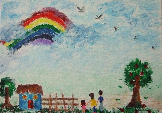 2012년 페이 샨이 처음 캔버스에 그린 그림. Florence Chew 페이스북