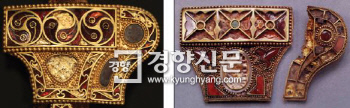 신라 황금보검과 카자스흐스탄 발굴품인 보로보에 발굴품(오른쪽)