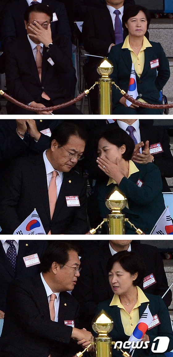 정진석-추미애 '어색한 자리에서 악수까지' - 뉴스1