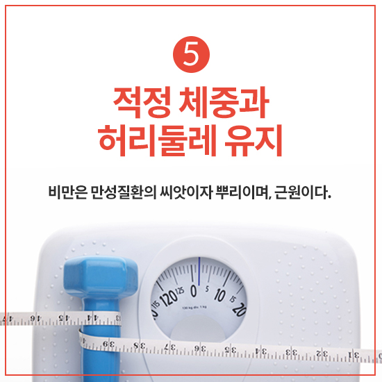 5. 적정 체중과 허리둘레를 유지한다.