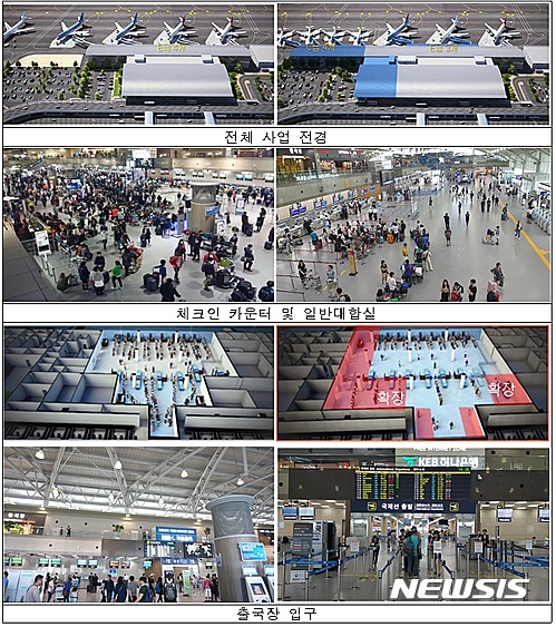 【서울=뉴시스】김해공항 국제선터미널 사업 전(왼쪽), 후(오른쪽) 사진 (제공=국토교통부)