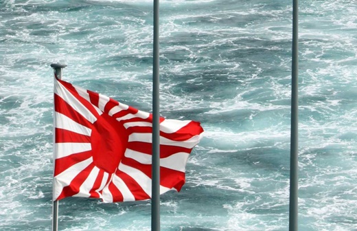 일본 해상자위대가 욱일기를 달고 훈련하는 모습./사진=서경덕 교수 연구팀 제공