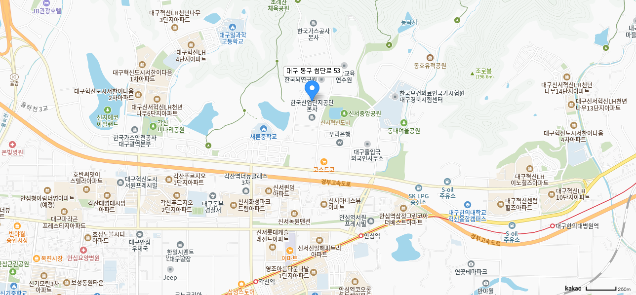 약도 - 위치 : 대구광역시 동구 첨단로 53 한국지능정보사회진흥원 1층 손말이음센터