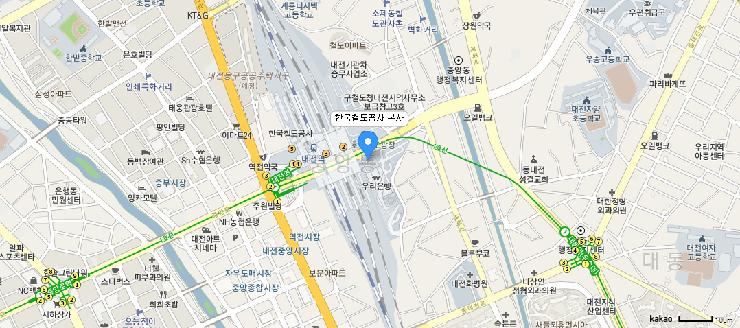 한국철도공사 본사 위치: 대전역 인근에 위치