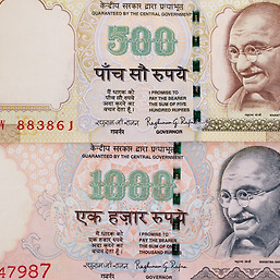 인도의 500, 1000 루피(Rupee)