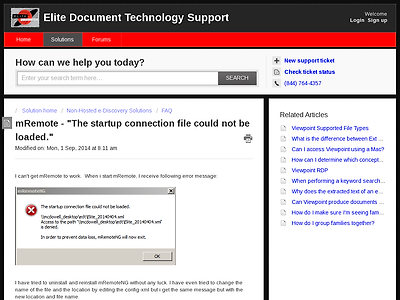 http://elitedocutech.freshdesk.com/support/articles/4000009779-mremote-the-startup-connection-file-could-not-be-loaded-