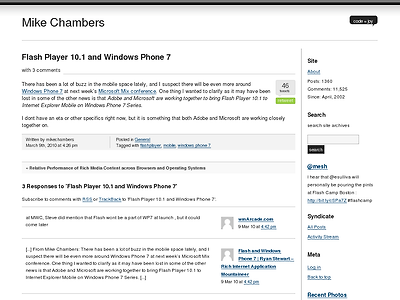 http://www.mikechambers.com/blog/2010/03/09/flash-player-10-1-and-windows-phone-7/