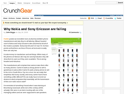 http://www.crunchgear.com/2009/07/24/why-nokia-and-sony-ericsson-are-failing/