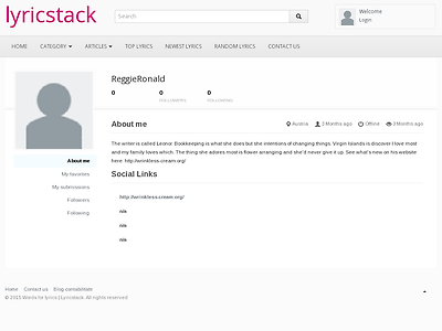 http://www.lyricstack.com/profile.php?u=ReggieRonal