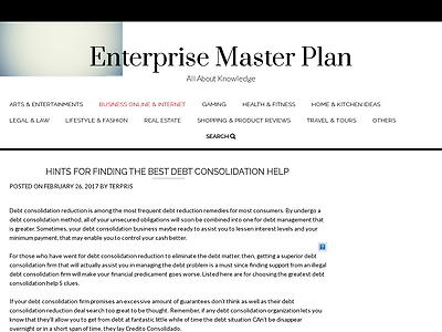 http://www.enterprisemasterplan.com/hints-for-finding-the-best-debt-consolidation-help/