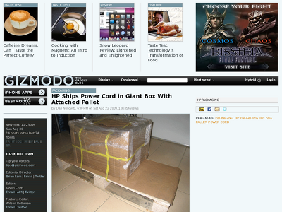 http://gizmodo.com/5343411/hp-ships-power-cord-in-giant-box-with-attached-pallet