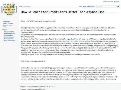 http://www.sirrico.net/wiki/How_To_Teach_Poor_Credit_Loans_Better_Than_Anyone_Else