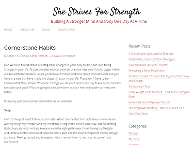 http://shestrivesforstrength.com/cornerstone-habits/
