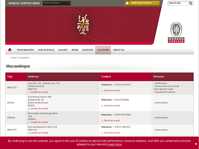 http://www.bureauveritas.co.in/worldWideLocationResultsForm?countryName=MOZAMBIQUE