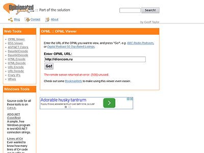 http://www.opinionatedgeek.com/DotNet/Tools/Viewers/OPML.aspx?url=http://diorcom.ru