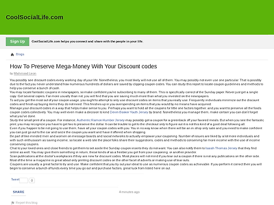 http://www.coolsociallife.com/blog/25495/how-to-preserve-mega-money-with-your-discount-codes/