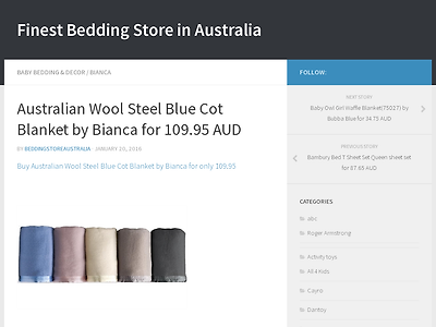 http://www.beddingstoreaustralia.cf/australian-wool-steel-blue-cot-blanket-by-bianca-for-109-95-aud/