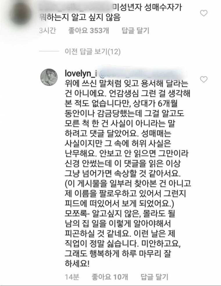 이수와 린 기사에 달린 댓글